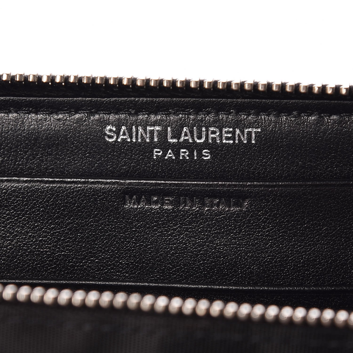 Saint Laurent Calfskin Crocodile Embossed Monogram Zip Around Wallet Black 5 of 11