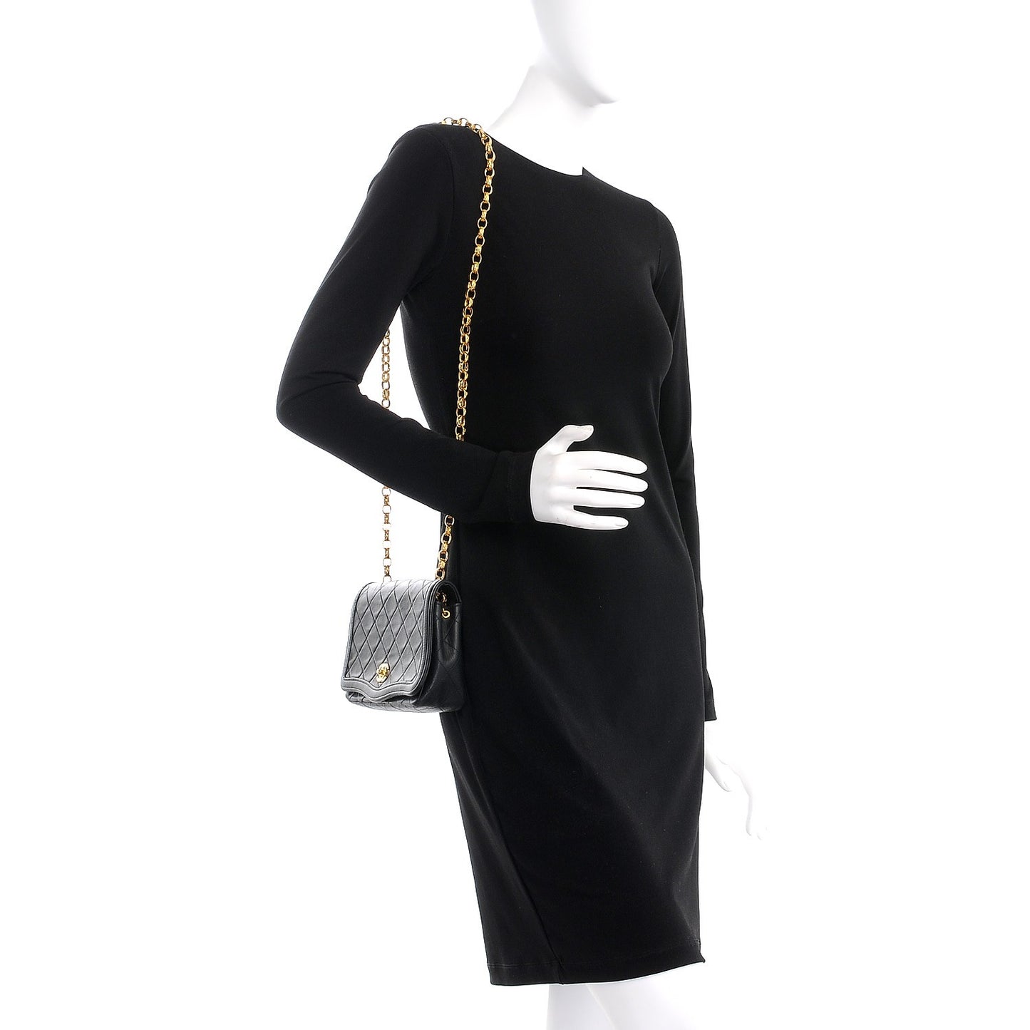 Lambskin Quilted Small Single Flap Black