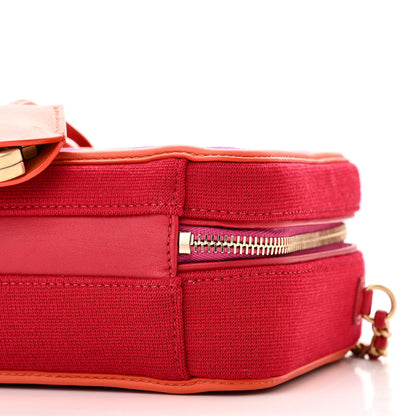 Chanel Jersey Quilted Small CC Filigree Vanity Case Pink Red Orange 10 of 10