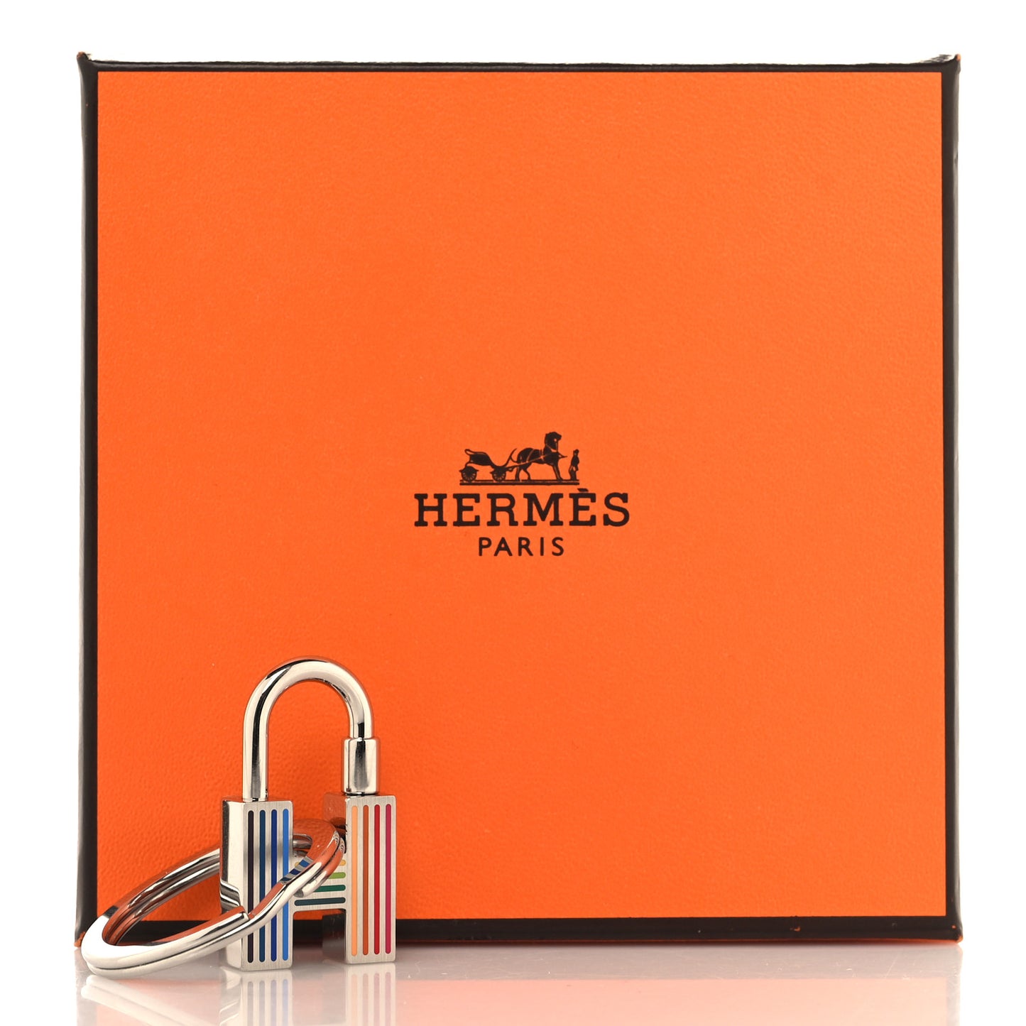 Lacquered Palladium Cadenas Quizz Rainbow Key Ring Multicolor