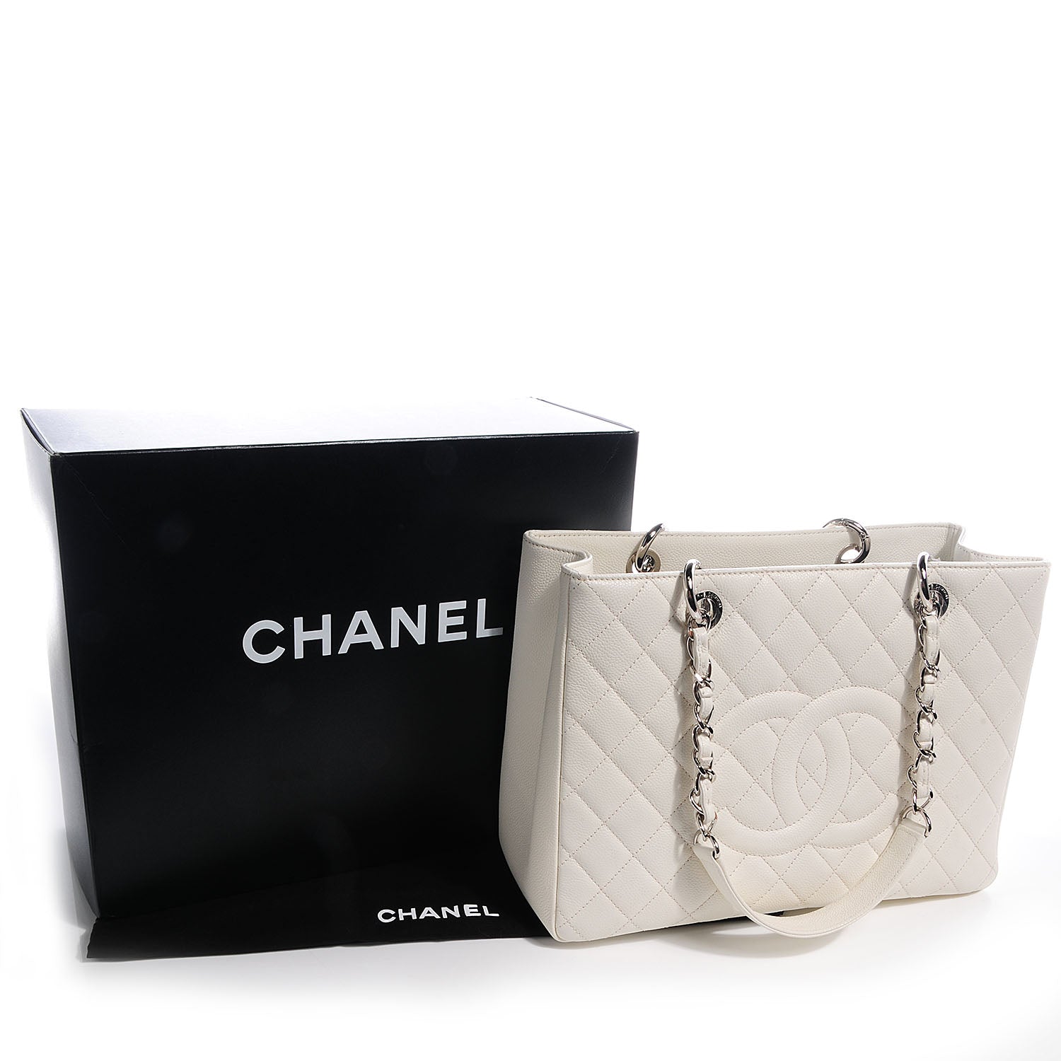 Chanel Caviar Quilted Grand Shopping Tote GST White 5 of 8