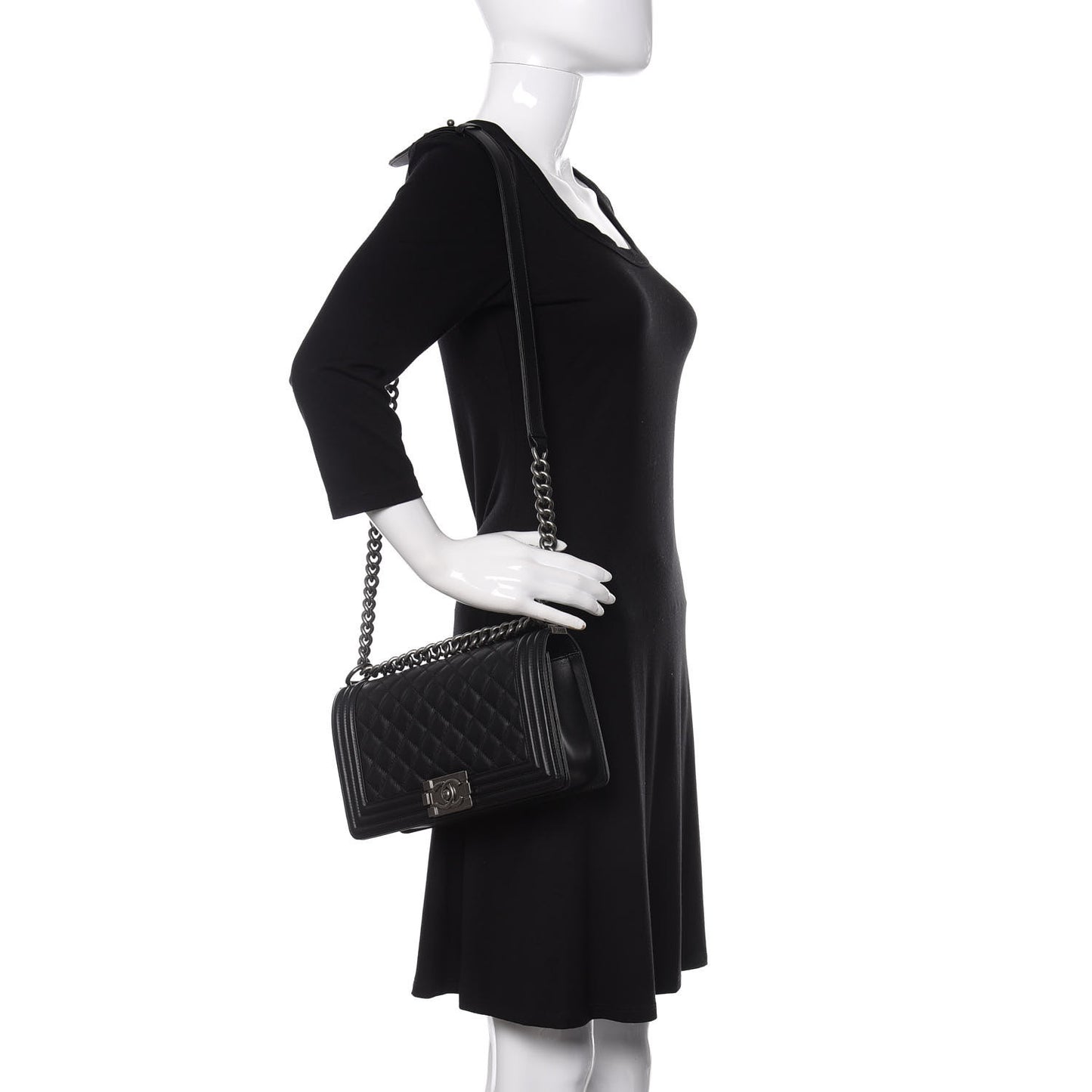 Lambskin Quilted Medium Boy Flap Black