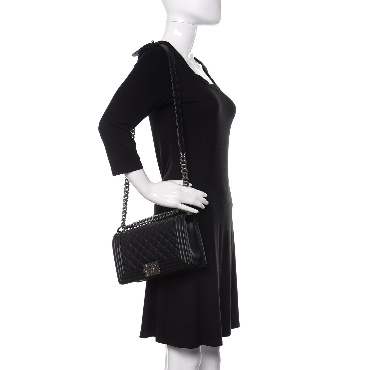 Chanel Lambskin Quilted Medium Boy Flap Black 2 of 12