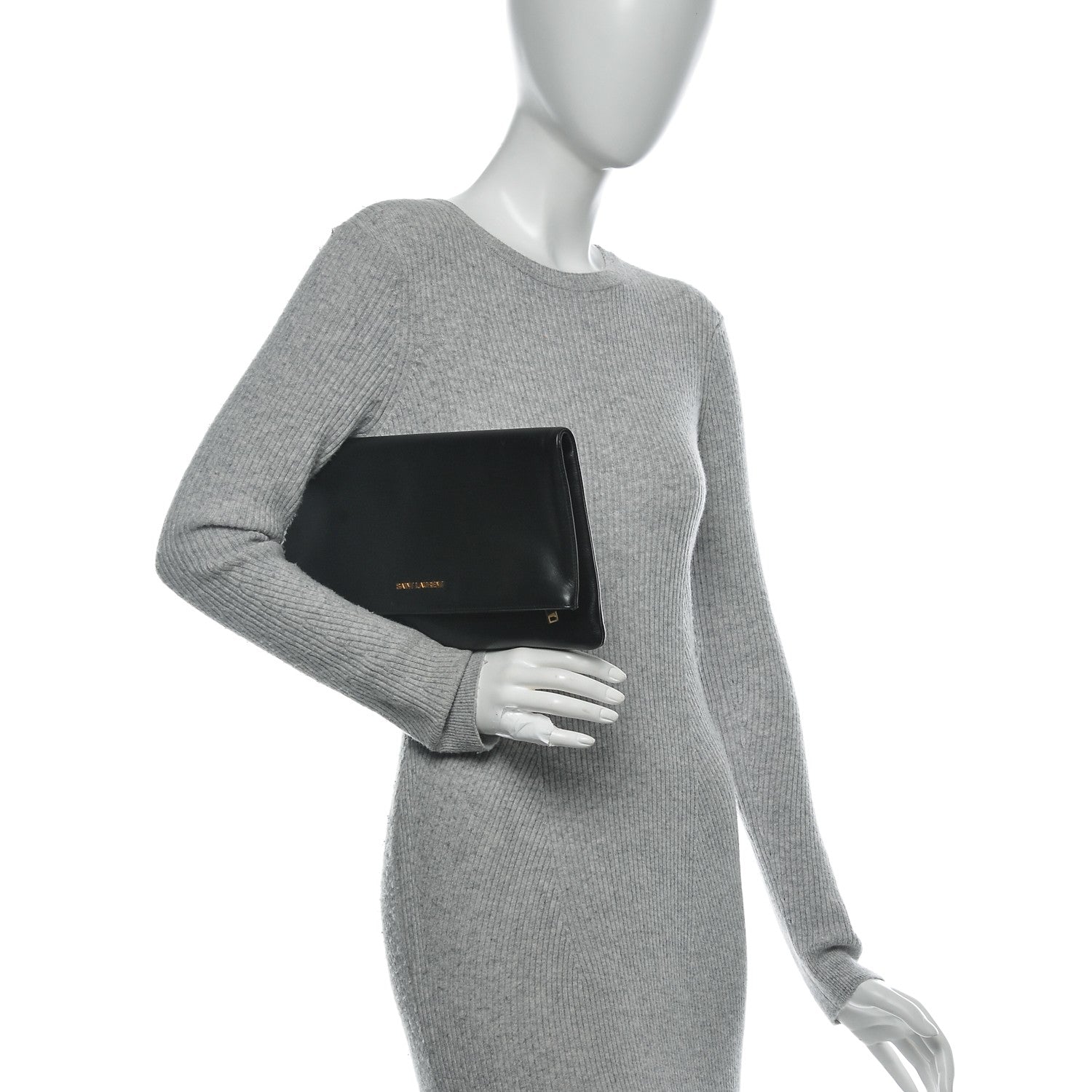 Saint Laurent Smooth Calfskin Letters Fold-Over Clutch Black 2 of 6