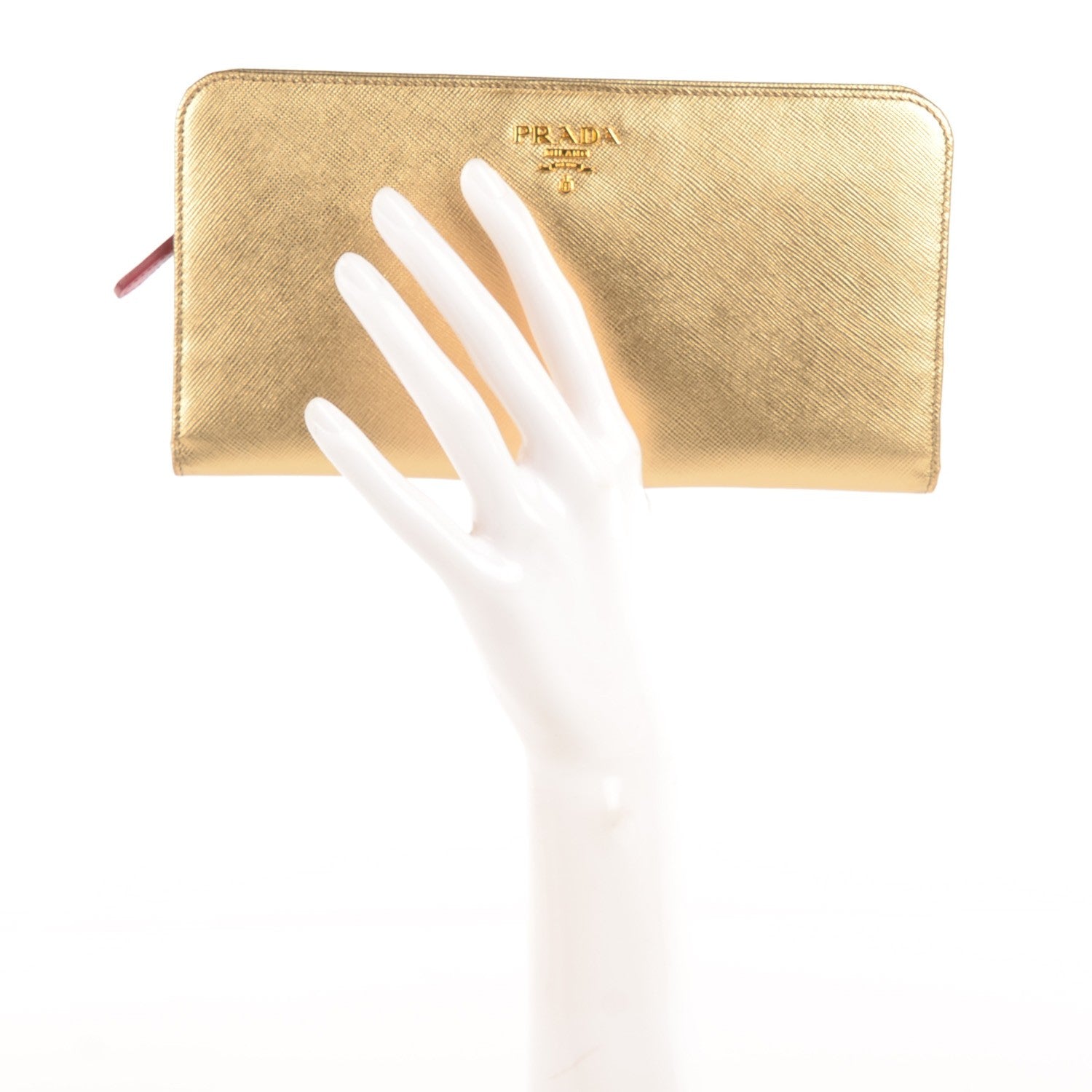 Prada Saffiano Metal Tri-Color Organizer Wallet Platino 2 of 9