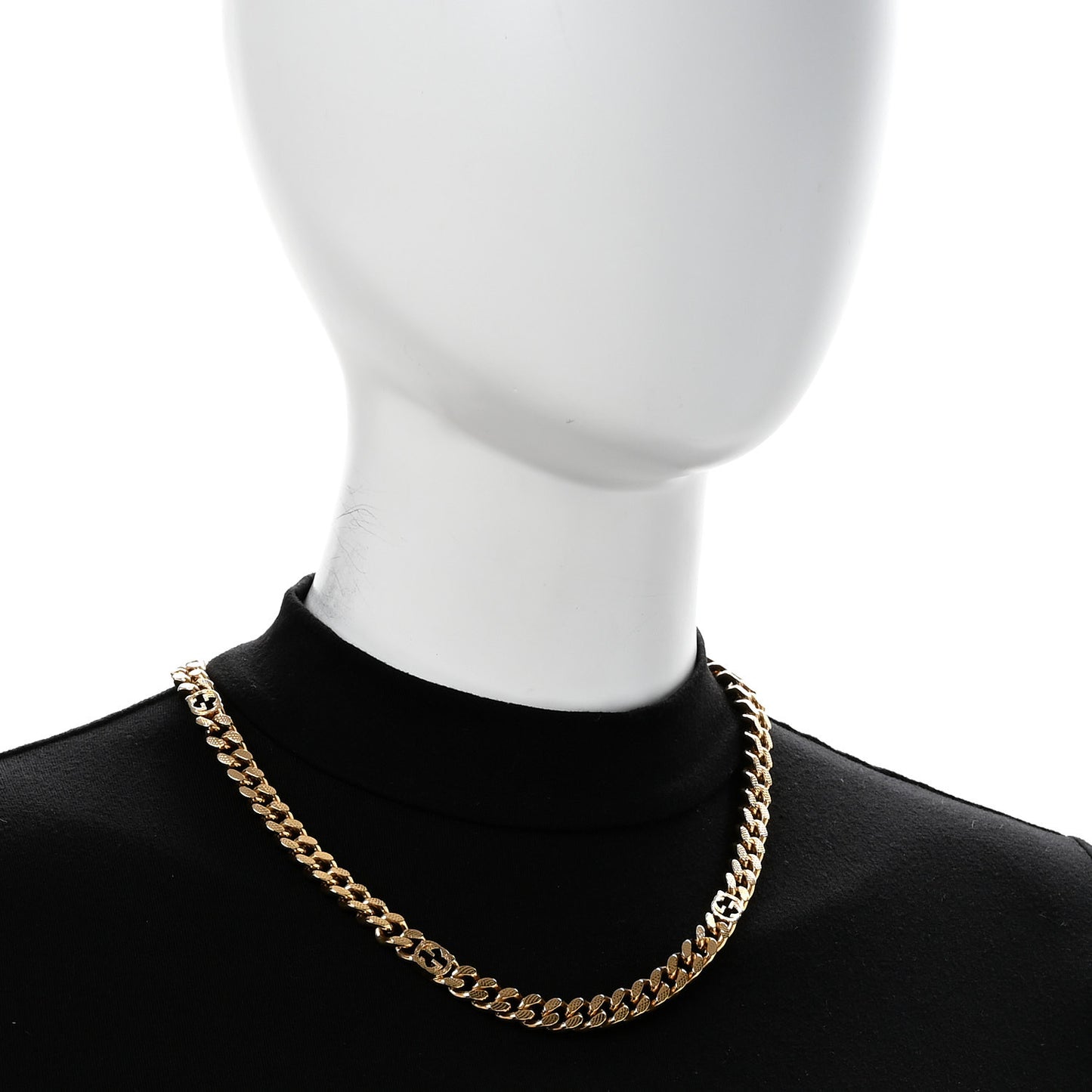 Metal Interlocking G Curb Chain Necklace Gold
