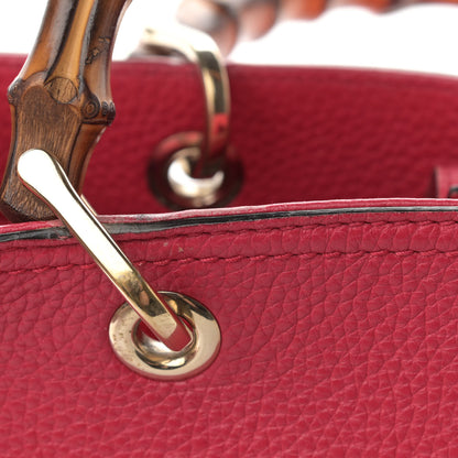 Gucci Pebbled Calfskin Bi-Color Medium Bamboo Shopper Tote Fuchsia Orange 35 of 37