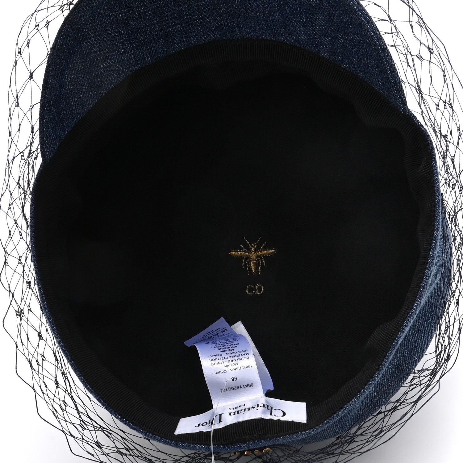 Christian Dior Denim Arty Veil Cap 58 Blue 7 of 9