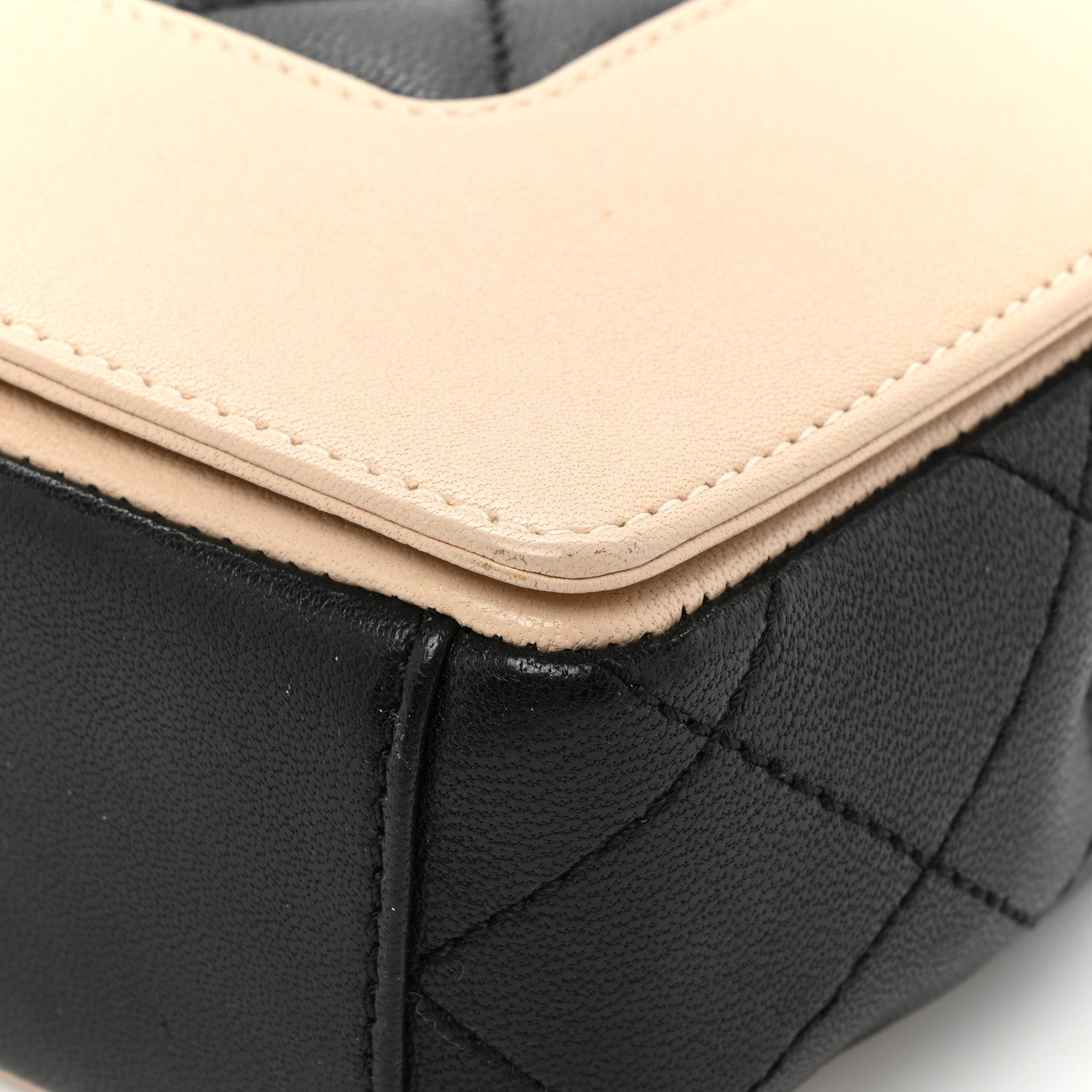 Chanel Sheepskin Quilted Small Vintage Mademoiselle Flap Beige Black 15 of 19