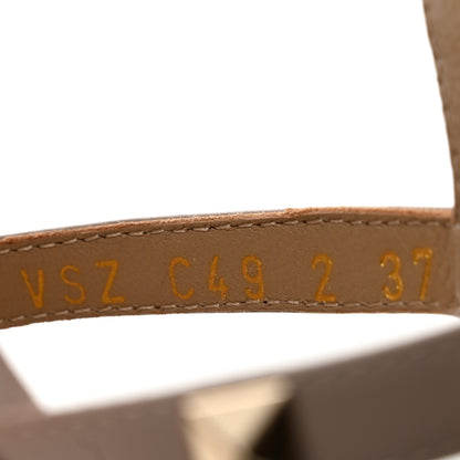 Valentino Garavani Calfskin Rockstud Caged Flat Slide Sandals 37 Poudre 9 of 10