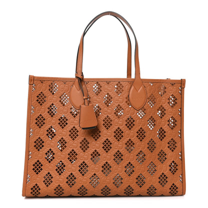 Gucci Calfskin GG Monogram Diamond Cut Medium Ophidia Tote Bag Brown 1 of 10