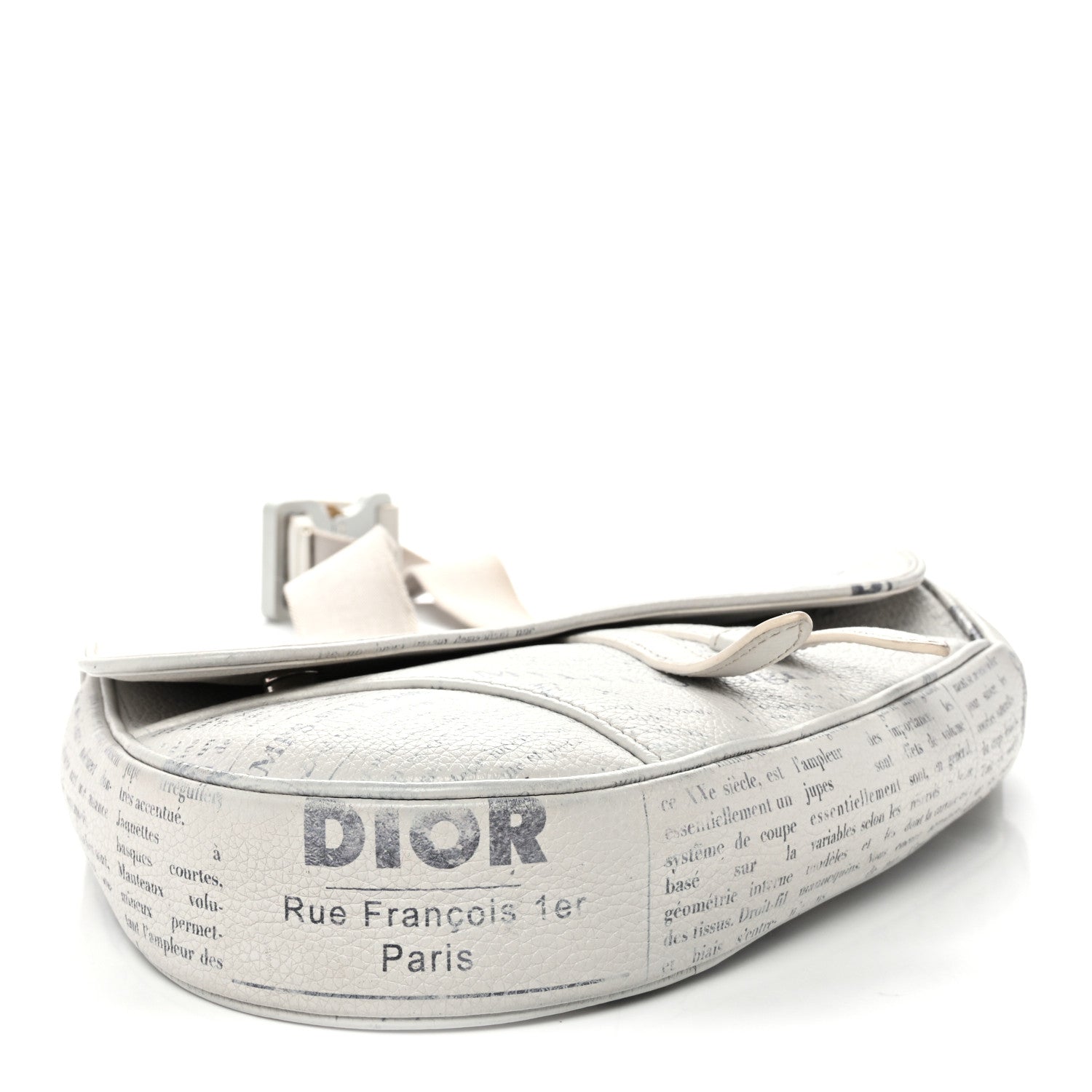 Christian Dior X Daniel Arsham Grained Calfskin Newspaper Print Saddle Bag White 4 of 10