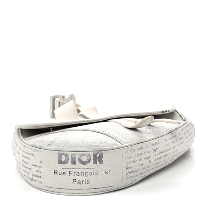 Christian Dior X Daniel Arsham Grained Calfskin Newspaper Print Saddle Bag White 4 of 10