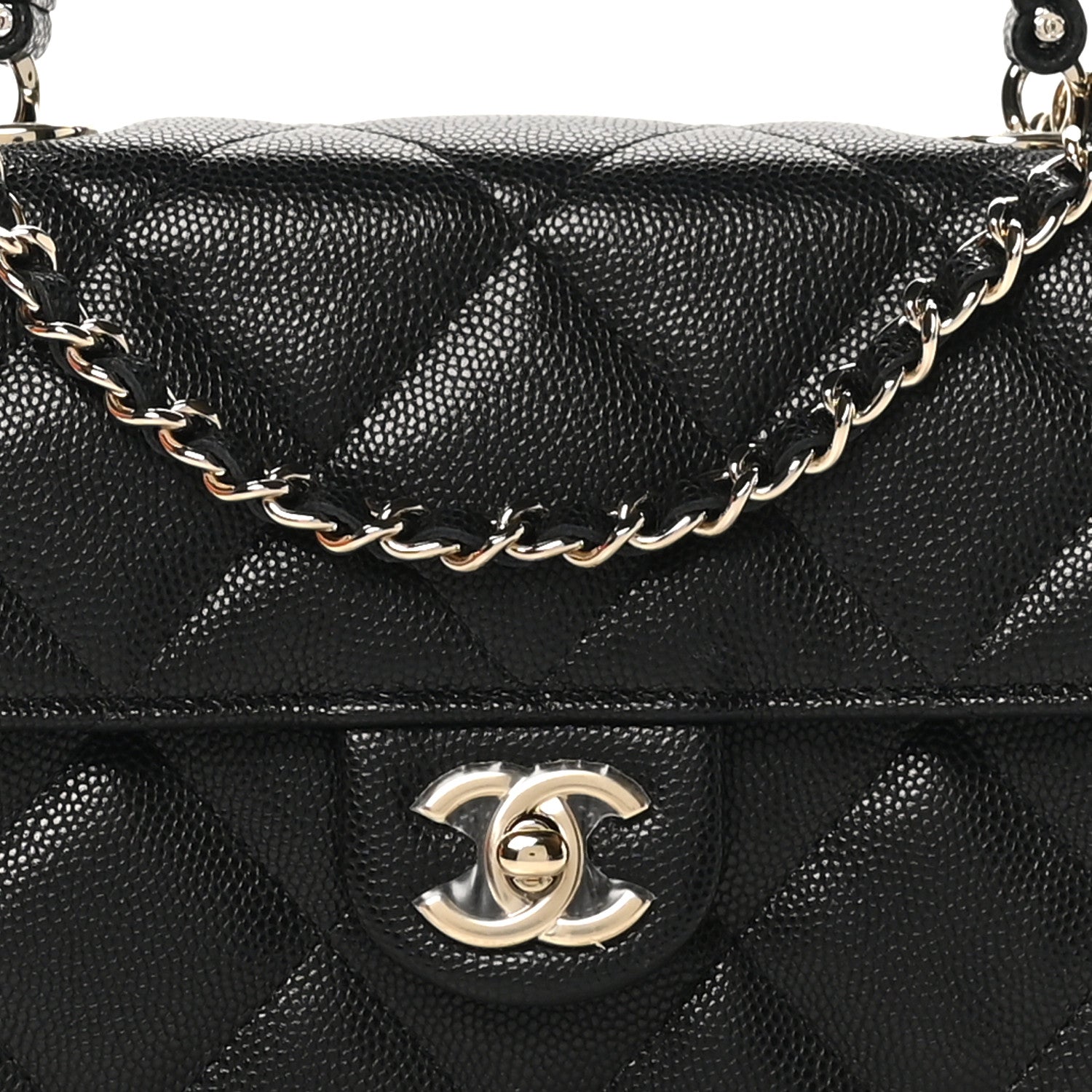 Chanel Caviar Quilted Retro Mini Twist Top Handle Clutch Flap Black 8 of 11