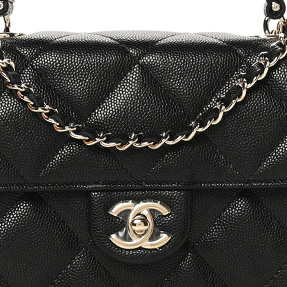 Chanel Caviar Quilted Retro Mini Twist Top Handle Clutch Flap Black 8 of 11