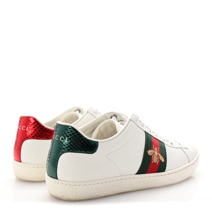 Gucci Calfskin Ayers Bee Embroidered Womens Ace Sneakers 36 White Green 5 of 11