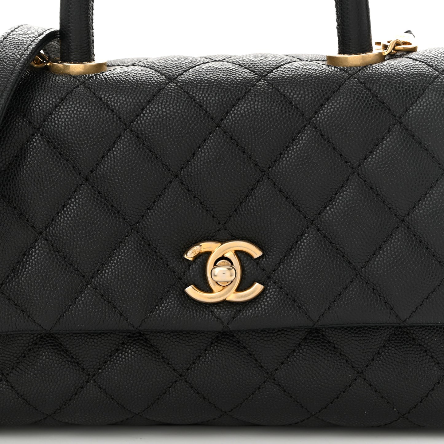 Caviar Quilted Mini Coco Handle Flap Black