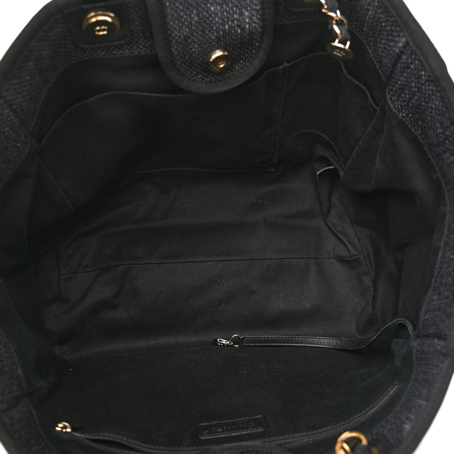 Woven Straw Raffia Medium Deauville Tote Black