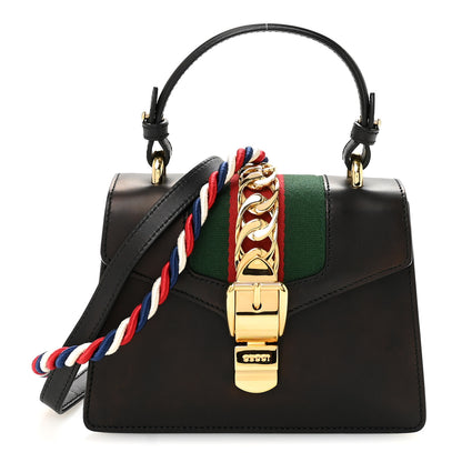 Gucci Calfskin Mini Sylvie Top Handle Bag Black 1 of 10