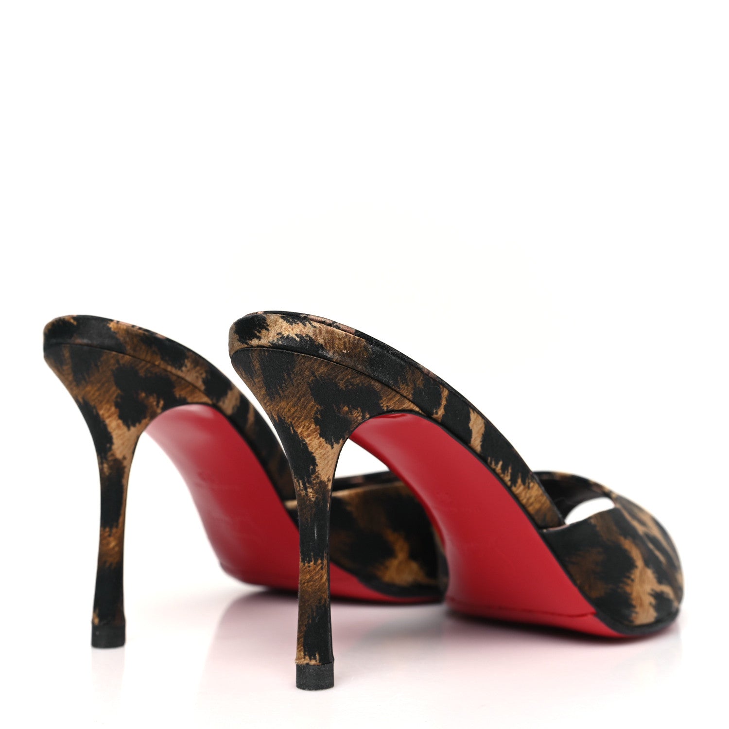 Christian Louboutin Satin Leopard Print Me Dolly 85 Sandals 38 Black 5 of 10