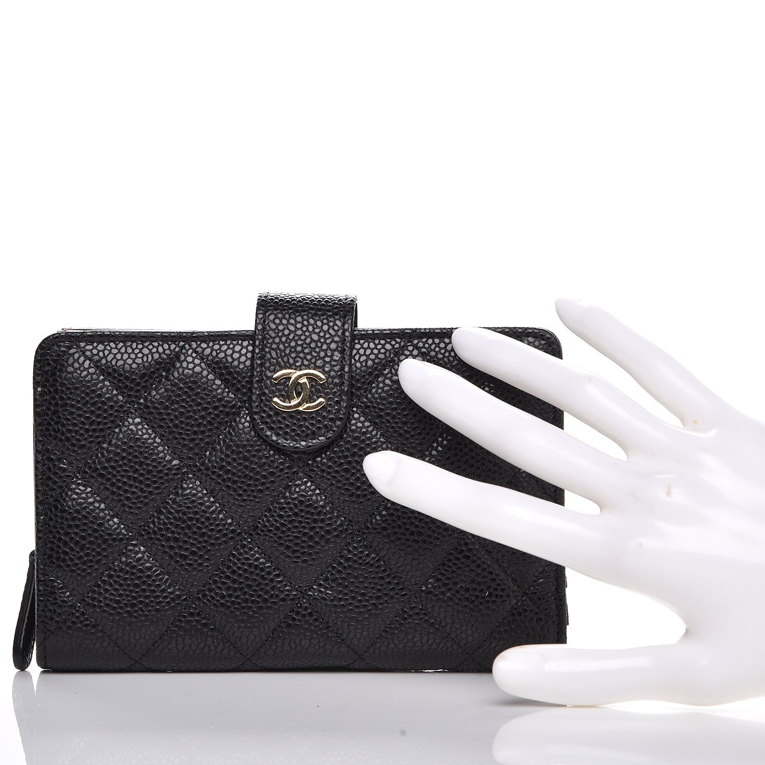 Chanel Caviar Quilted Zipped Pocket Wallet Black 2 of 11