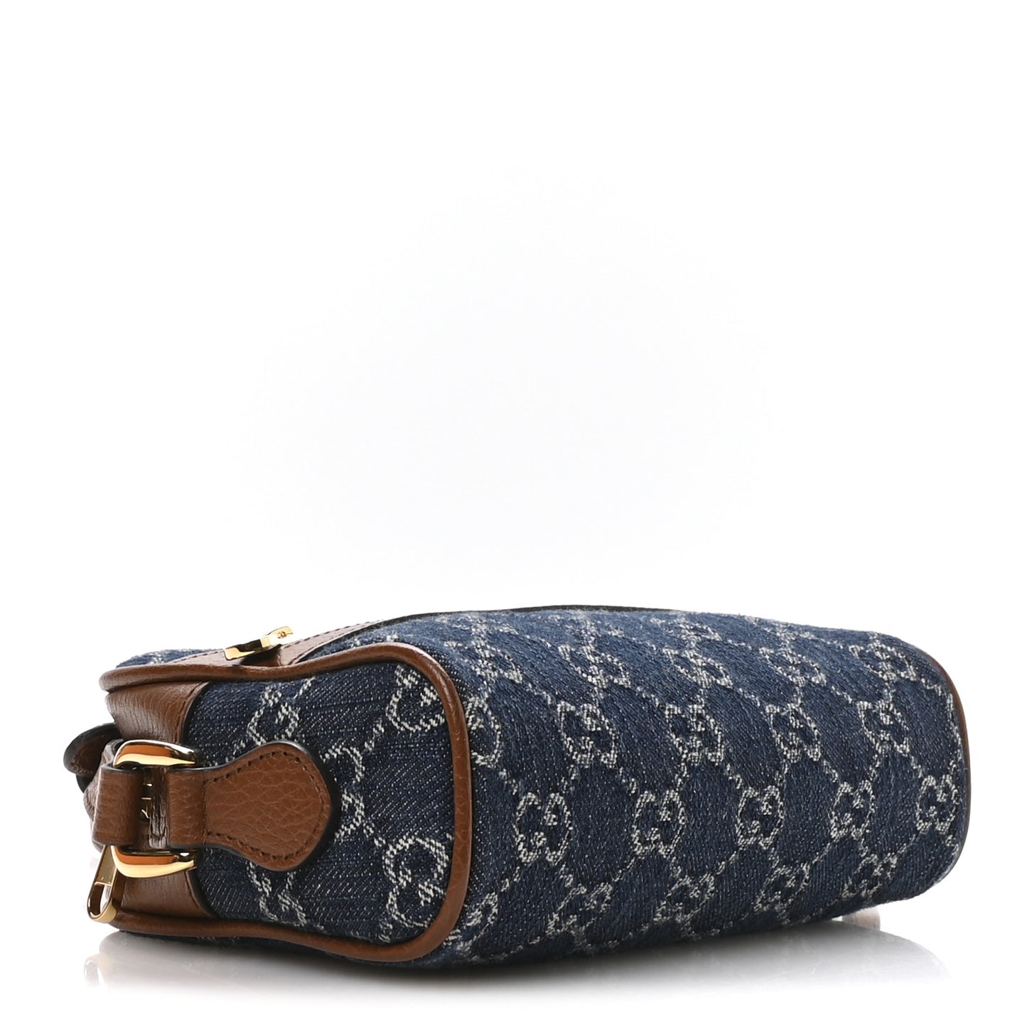 New Denim GG Monogram Dollar Calfskin Mini Ophidia Shoulder Bag Blue Tea Cuir Epilog