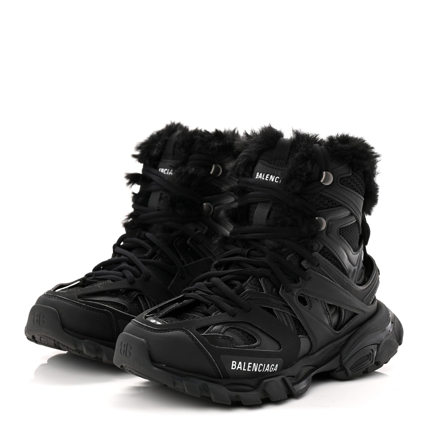 Mesh Nylon Faux Fur Womens Track Hike Sneakers 37 Black