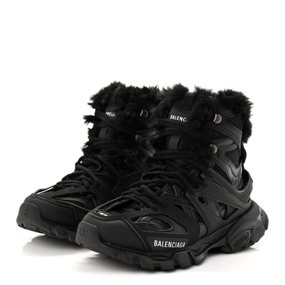 Balenciaga Mesh Nylon Faux Fur Womens Track Hike Sneakers 37 Black 3 of 9