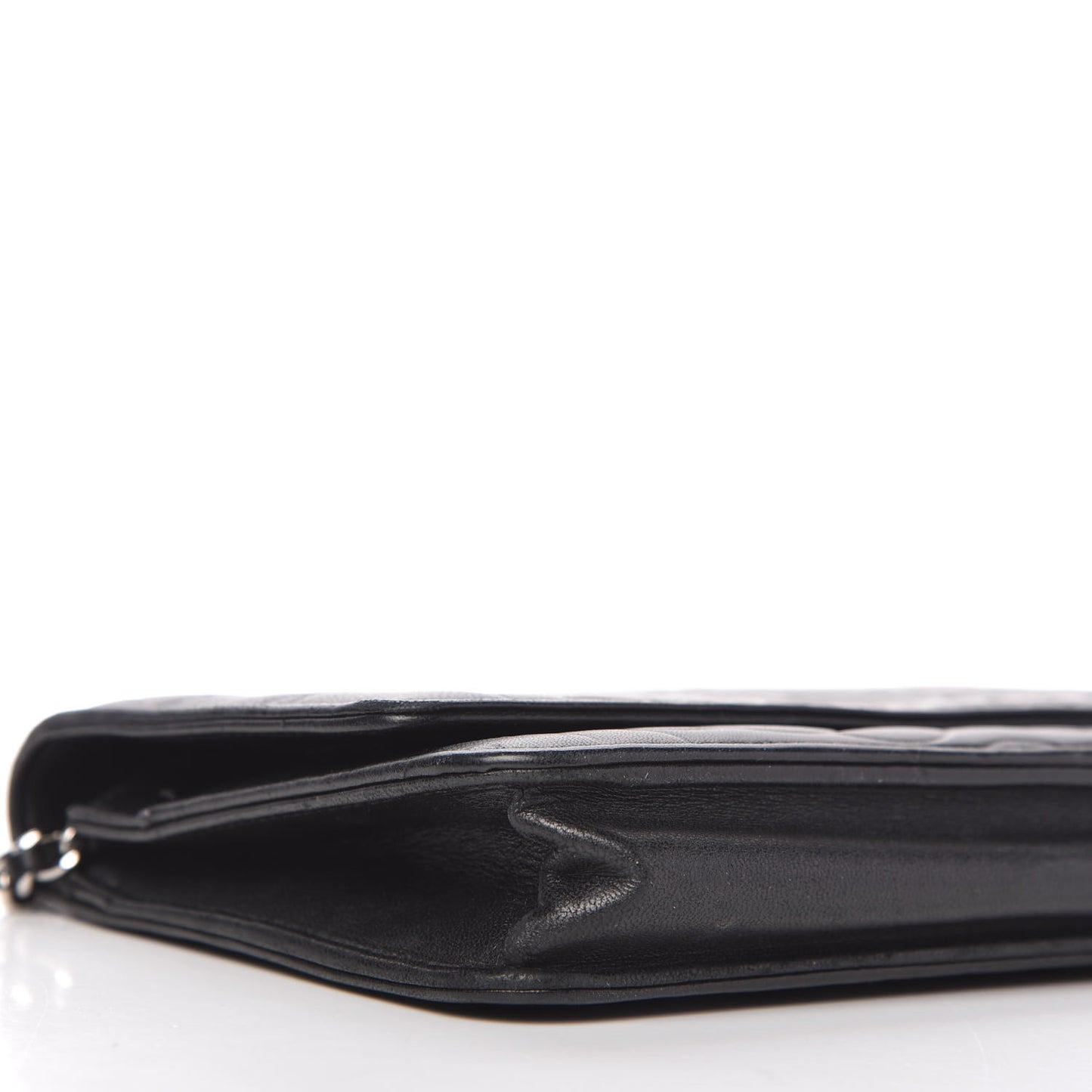 Lambskin Camellia Embossed Wallet on Chain WOC Black