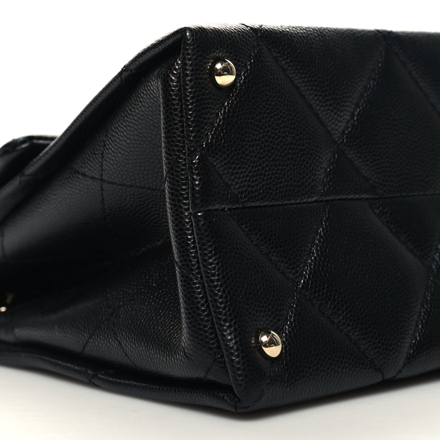 Caviar Quilted Mini Retro Twist Top Handle Flap Black