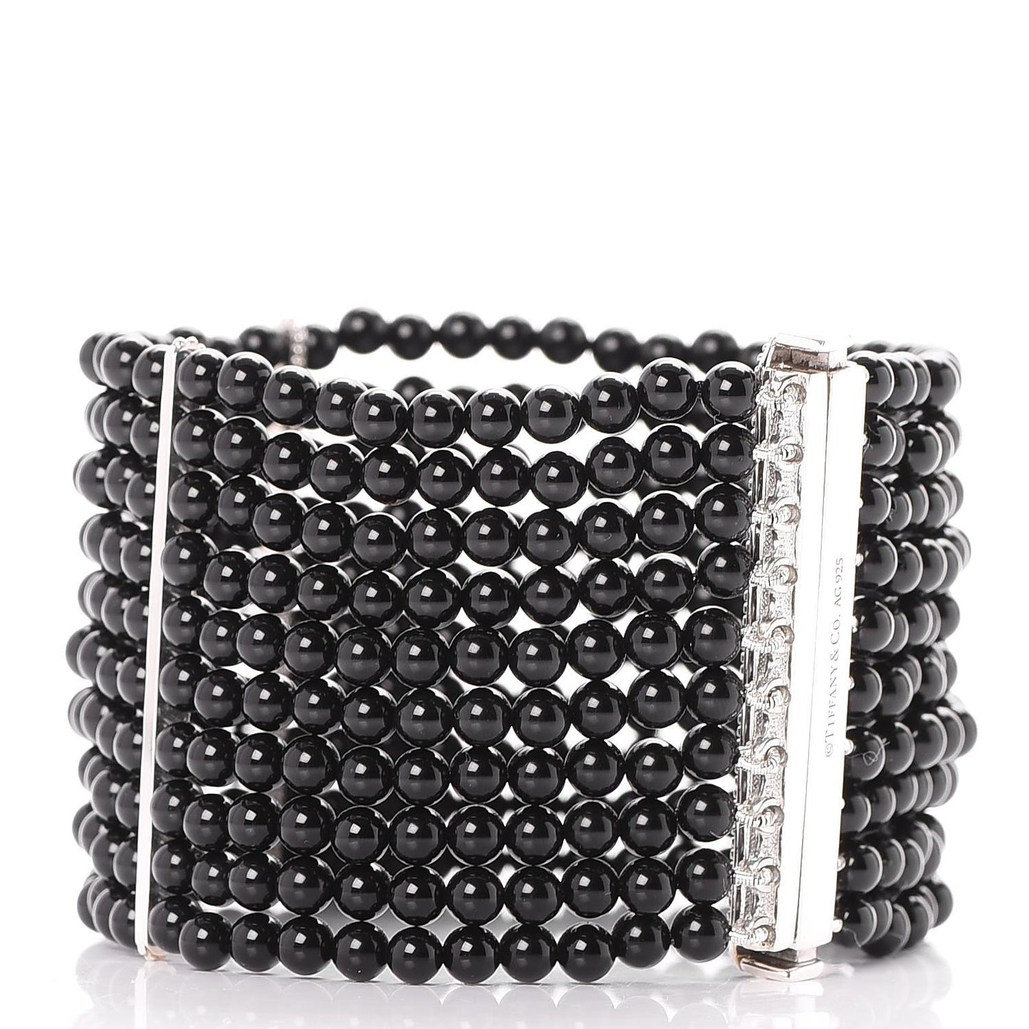 Sterling Silver Black Onyx 10 Row Ziegfeld Bracelet