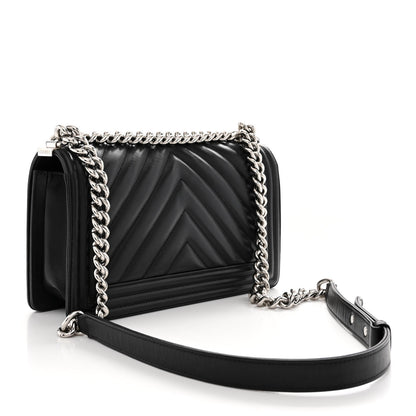 Chanel Lambskin Chevron Quilted Medium Boy Flap Black 3 of 11