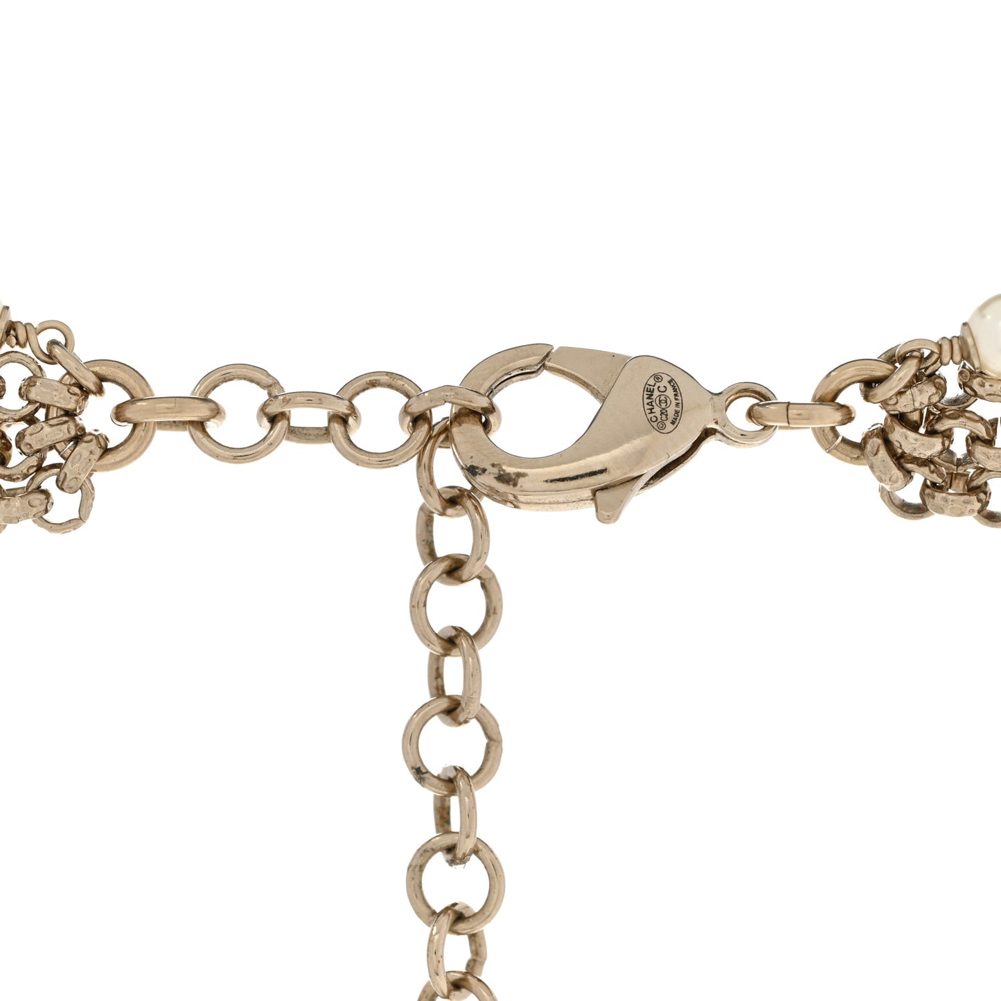 Pearl Crystal CC Camellia Express Necklace Gold