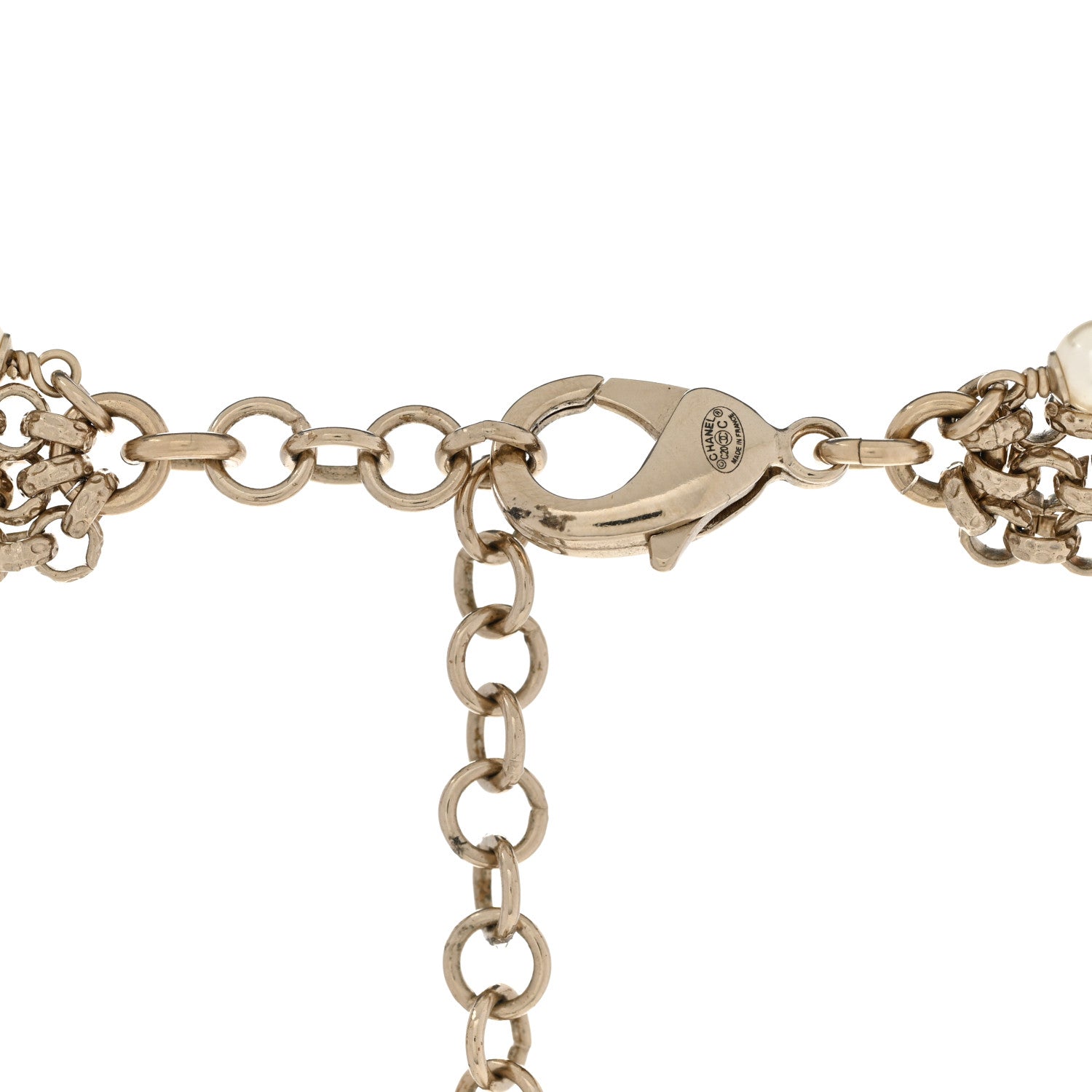 Chanel Pearl Crystal CC Camellia Express Necklace Gold 5 of 6