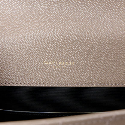 Saint Laurent Grain De Poudre Textured Mixed Matelasse Triquilt Small Monogram Satchel Greyish Brown 6 of 12