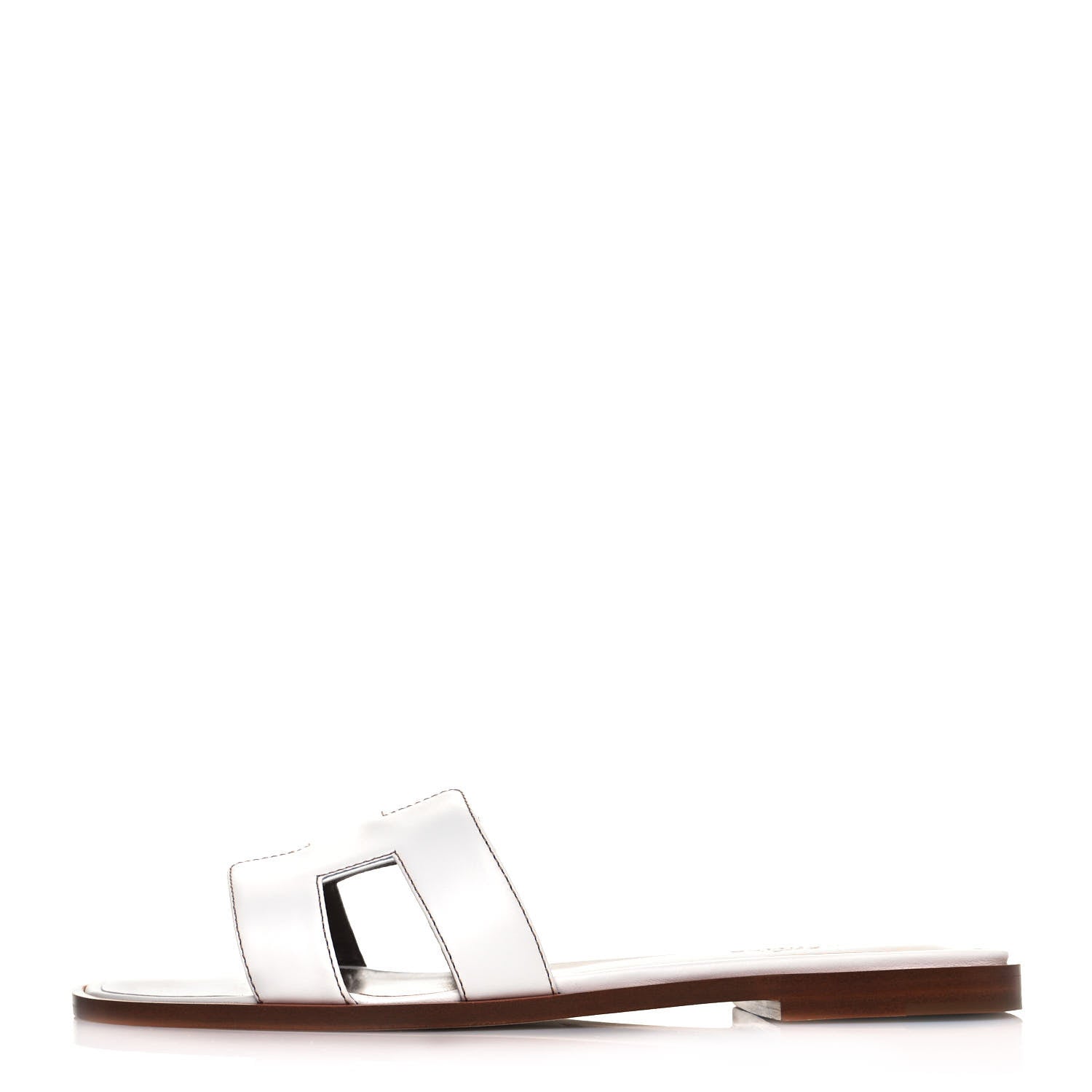 Hermes Box Calfskin Oran Sandals 38 White 1 of 8