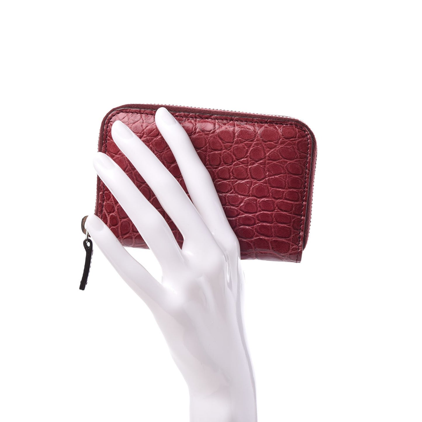 Crocodile Zip Around Card Case Cherry Gloss