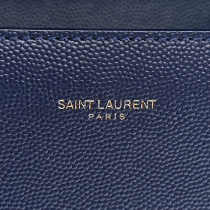 Saint Laurent Grain de Poudre Mini Classic Monogram Cassandra Top Handle Blue Charron 7 of 10