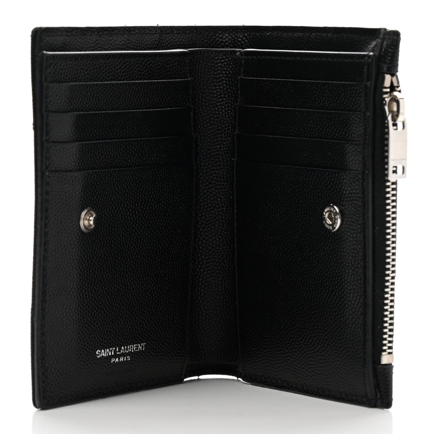 Grain De Poudre Matelasse Chevron Monogram Zipped Two-Part Wallet Black