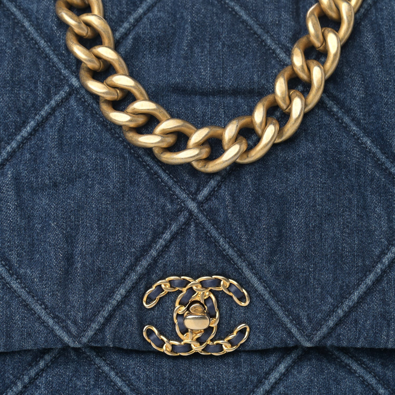 Chanel Denim Quilted Maxi Chanel 19 Flap Blue 8 of 13