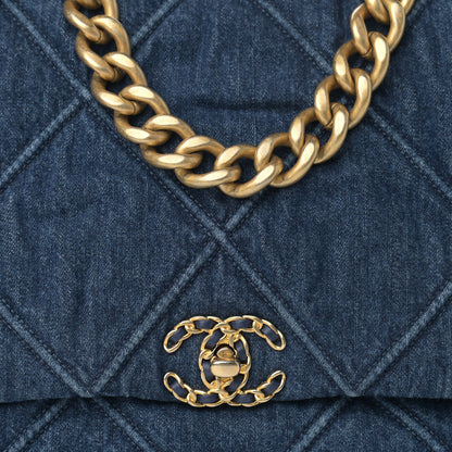 Chanel Denim Quilted Maxi Chanel 19 Flap Blue 8 of 13