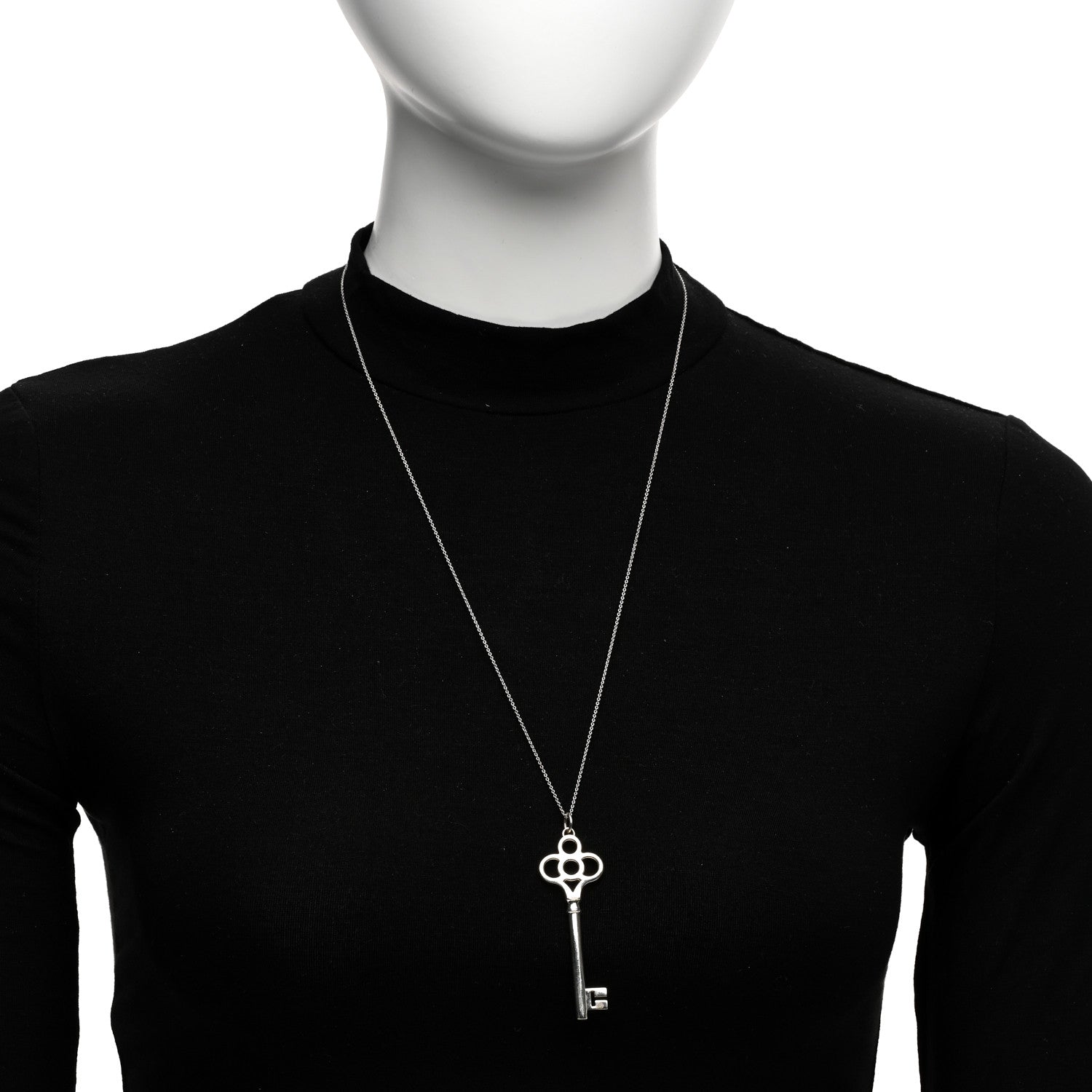 Tiffany Sterling Silver Large Crown Key Pendant Necklace 2 of 4