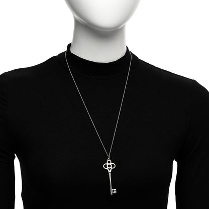 Tiffany Sterling Silver Large Crown Key Pendant Necklace 2 of 4