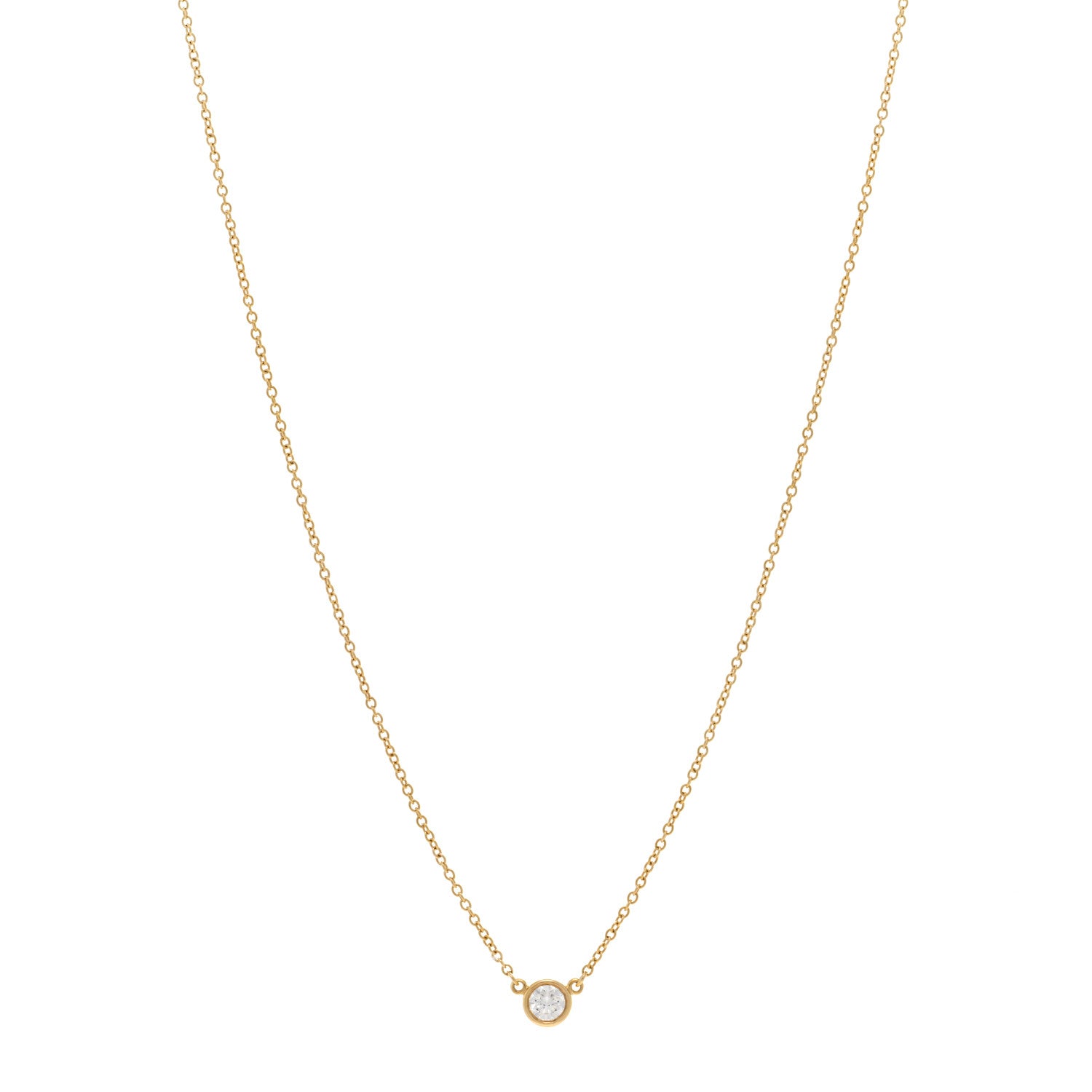 Tiffany 18K Yellow Gold Diamond .20ct Elsa Peretti Diamonds by the Yard Pendant Necklace 1 of 5