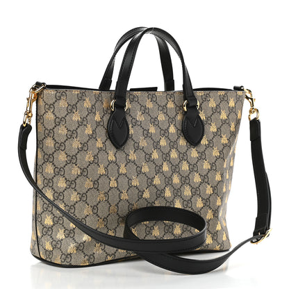 Gucci Soft GG Supreme Monogram Bees Small Crossbody Tote Beige Oro Black 3 of 9