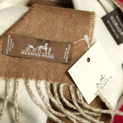 Hermes Cashmere Fringe Scarf Noisette Ecru 3 of 3