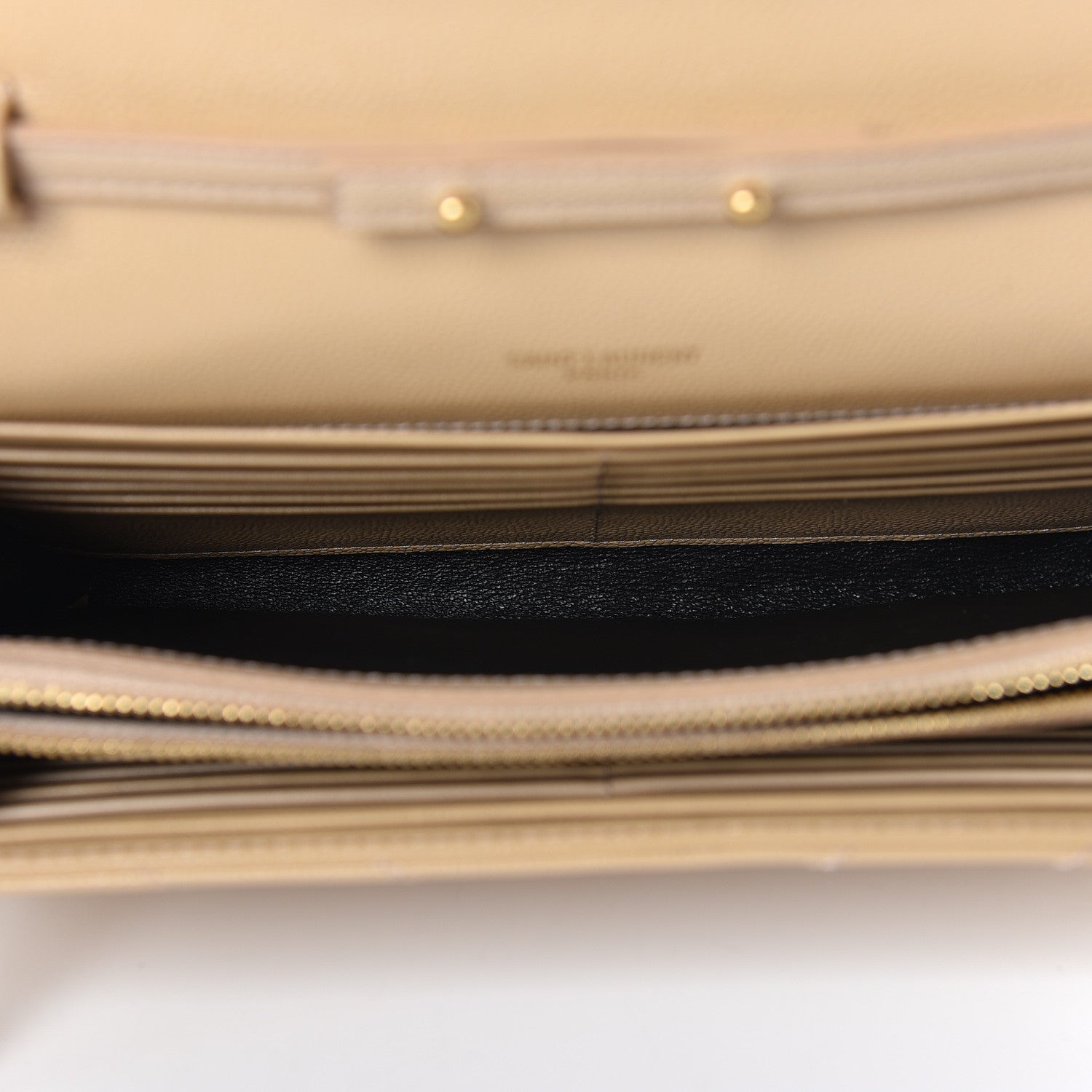 Saint Laurent Grain De Poudre Matelasse Chevron Monogram Chain Wallet Nude Powder 7 of 11