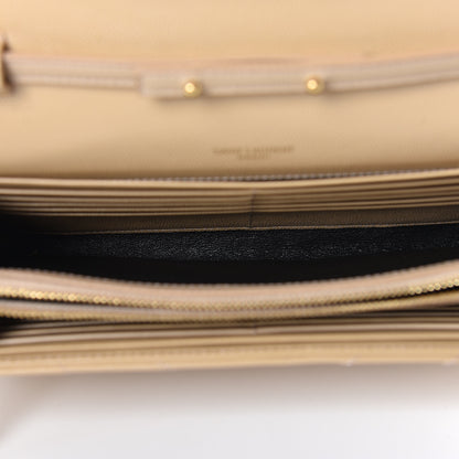 Saint Laurent Grain De Poudre Matelasse Chevron Monogram Chain Wallet Nude Powder 7 of 11