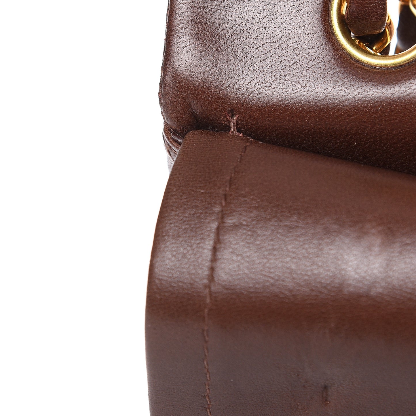 Lambskin Quilted Medium Double Flap Brown