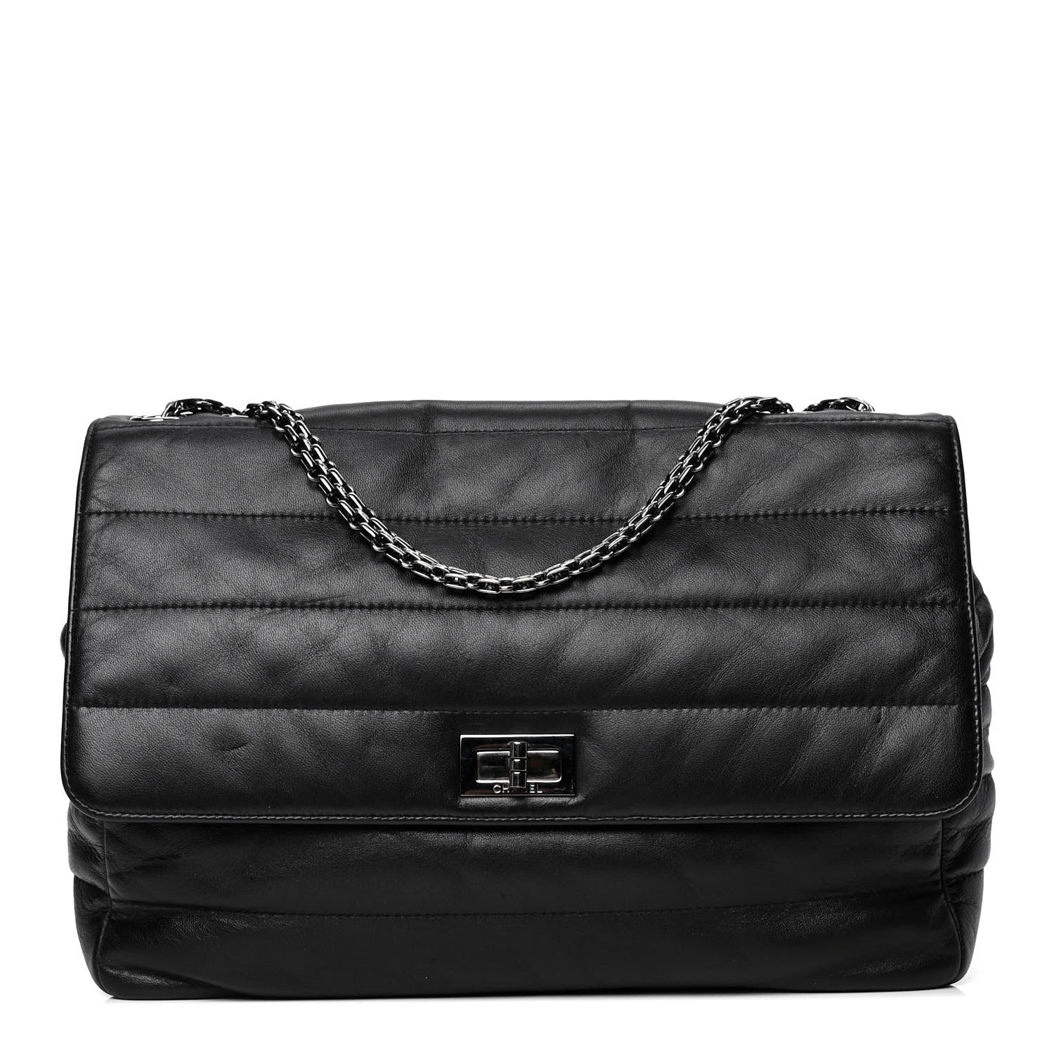 Chanel Lambskin Horizontal Quilt Jumbo Mademoiselle Flap Black 1 of 5